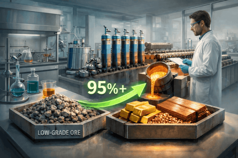High metal recovery rates using hydrometallurgical and mineral processing solutions