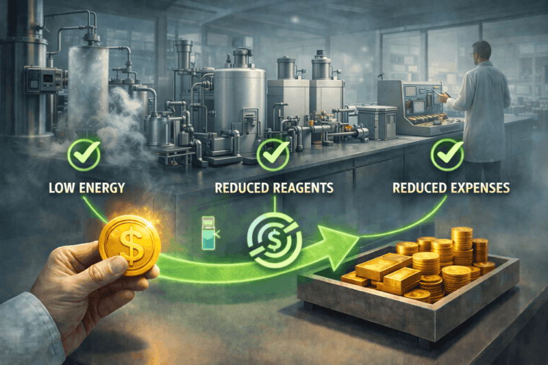 Low operating costs through efficient metal recovery and mineral processing